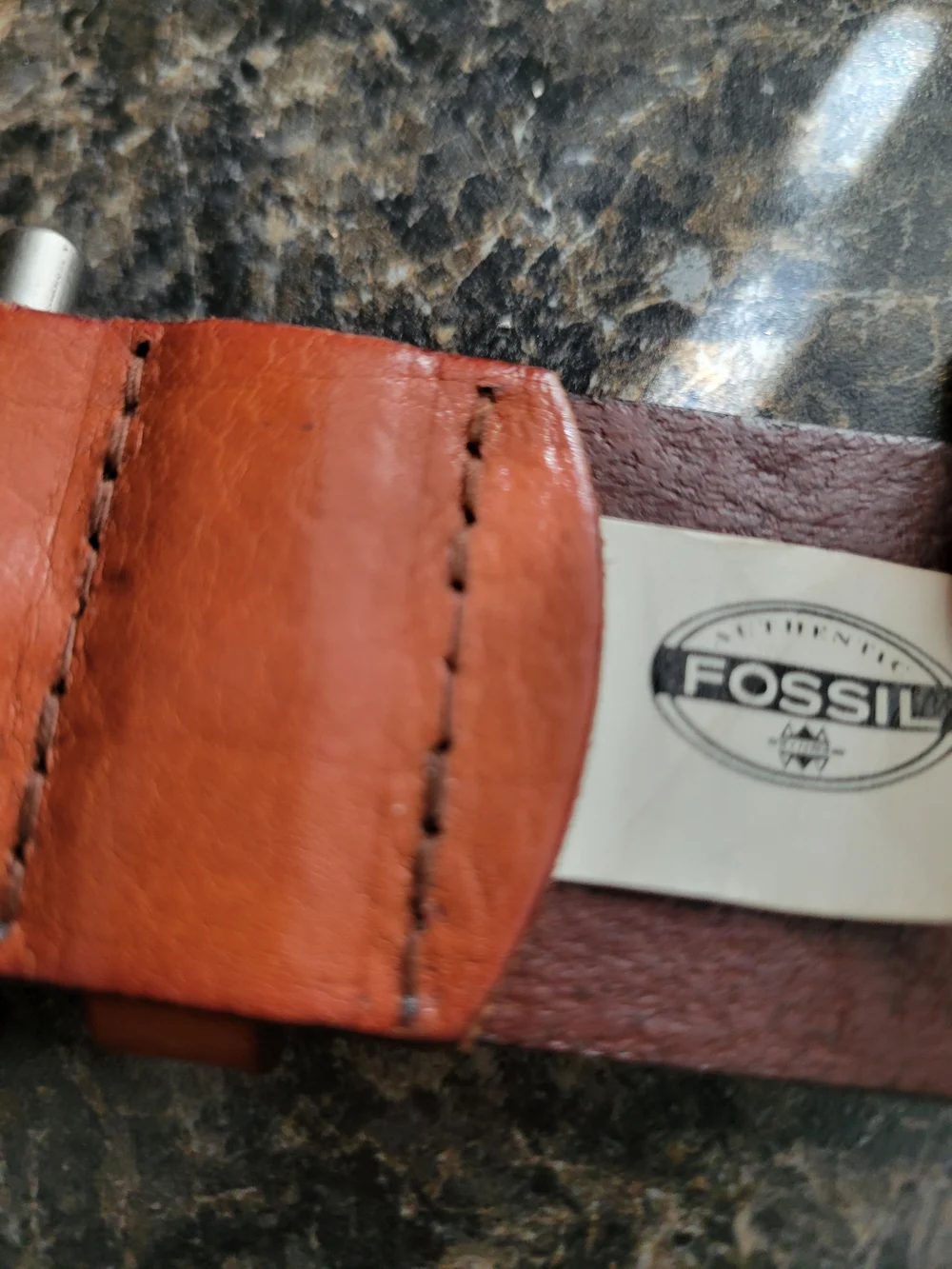 Fossil Two-Tone Studded Leather Belt - Brown/Tan